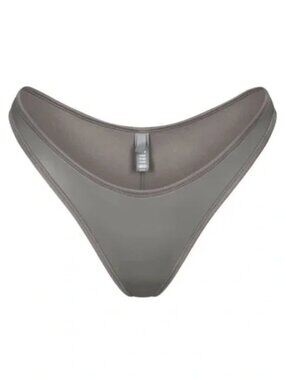 Skims Swim Rubberized Scuba Tanga Bikini Bottom -Gray Chalk